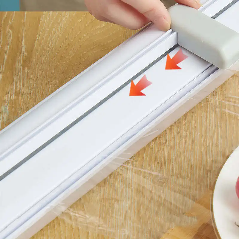 Kitchen Small Cutting Tools Cling Wrap Dispenser Wall Mounted Preservative Film Cutter Plastic Wrap Dispenser Box