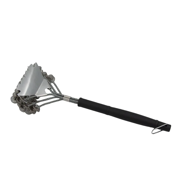 Hot Sale BBQ Grill Cleaning Tools Chrome Plated Metal Brush and Scraper Grill Net Cleaning Brush