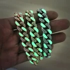 Chain Necklaces New Arrival Hip Hop Cuban Chain Link Glow At Night Luminous Necklaces