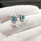 Blue Hot Selling Blue Rose Shape Austrian Crystal Stud Earrings For Women Jewelry