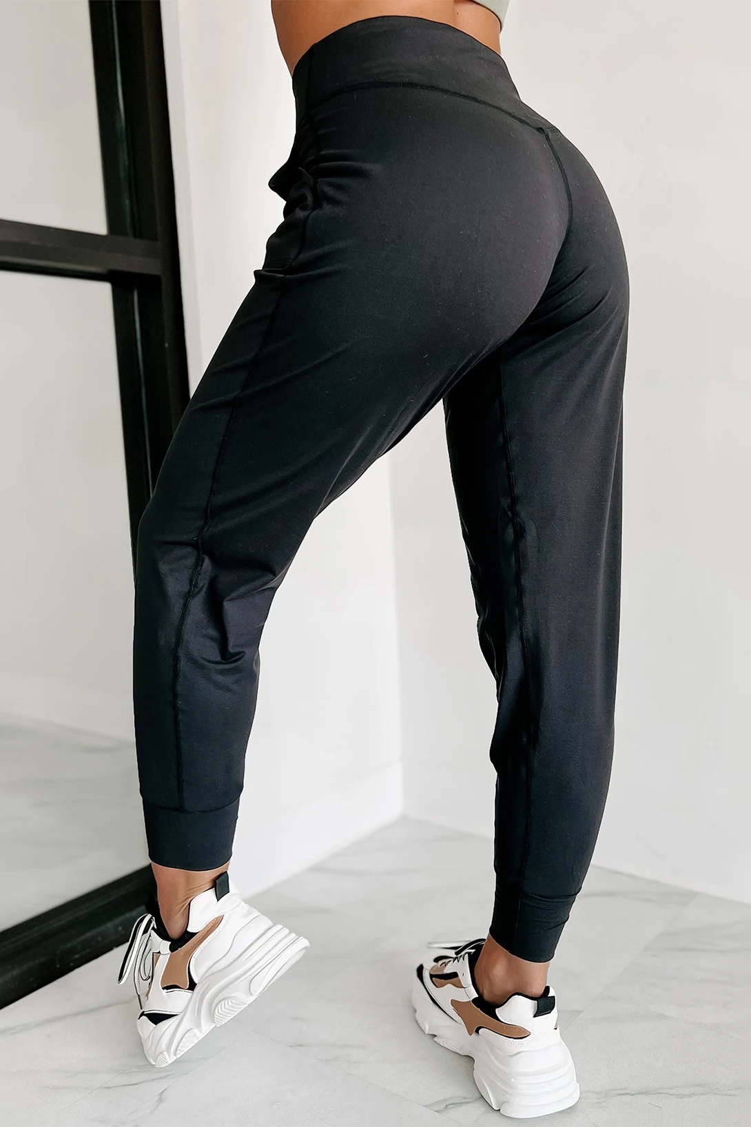 Dear-Lover Solid Exposed Seam High Waist Pocketed Joggers Workout Leggings Gym Fitness Women Yoga Pants