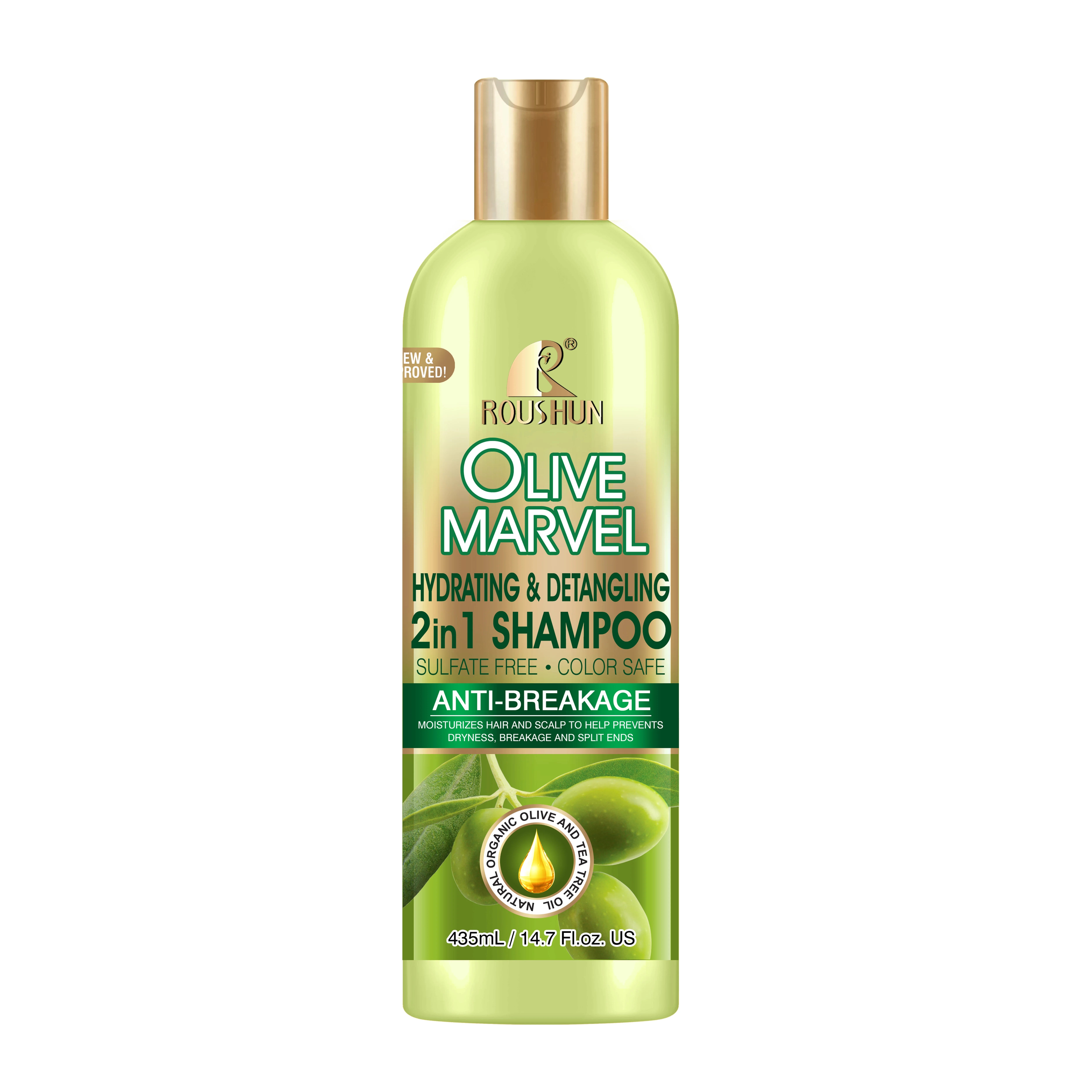 Moisturizer Anti-breakage Hair Shampoo 2 In 1 Formula With Olive Oil 435ml  By Roushun - Buy Hair Shampoo,Shampoo,Olive Oil Shampoo Product on  