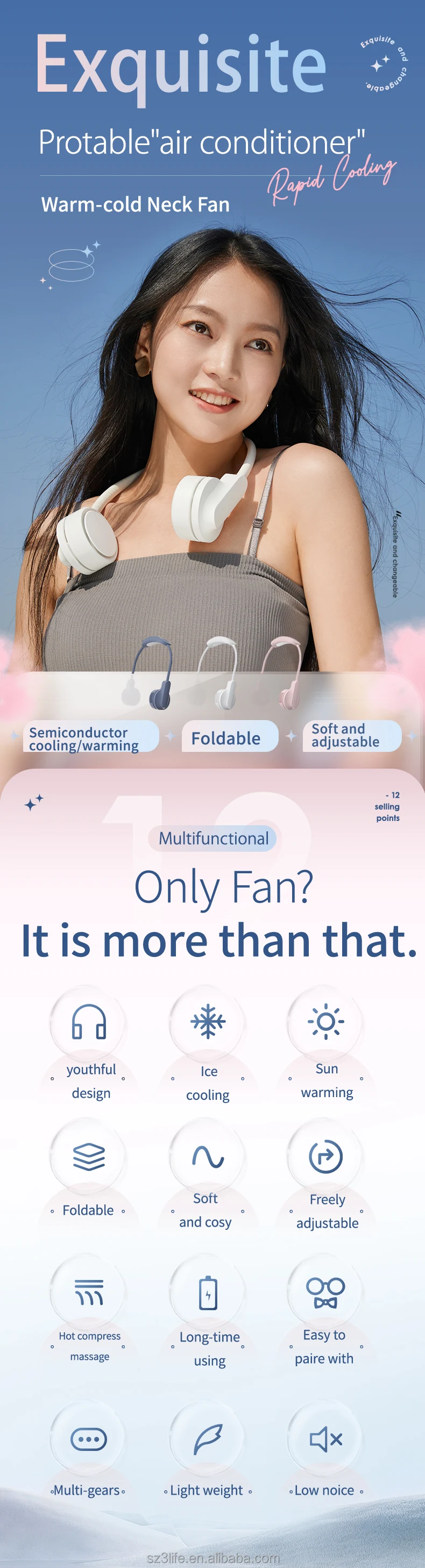 Semiconductor Refrigerating Neck Fan, Portable, 4000mAh - detail 2
