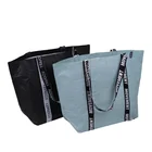 Pure Woven Laminated Tote High Quality Custom Print Recycled Black Pure Color Laminated PP Woven Tote Shopping Bag