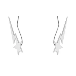 Original Design 18K Gold Plated Stainless Steel Jewelry Piercing Lightning Thunder Star Ear Clip For Women Gift Earrings E221478