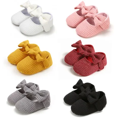 New fashion Cotton fabric Bowknot pink soft sole princess dress baby shoes girl
