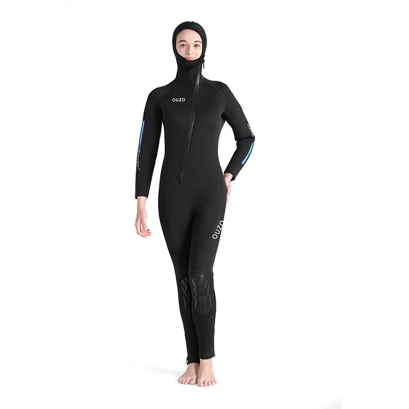 New 5mm Neoprene Kayaking Hooded Swim Snorkeling Suit Women One Piece Surfing Diving Wetsuit