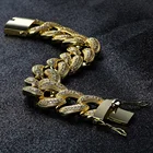 18k Gold Hot Sale 18K Gold Plated 28MM Iced Out CZ Miami Cuban Link Chain Bracelet For Men Women