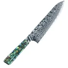Abalone Shell Trending 2021 Abalone Shell Handle Croco Pattern AUS10V Damascus Kitchen Chef Knife