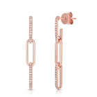 Gold Earrings Earrings Gemnel Fashion Women Gold High Polished Zircon Chain Link Dangle Earrings 2021