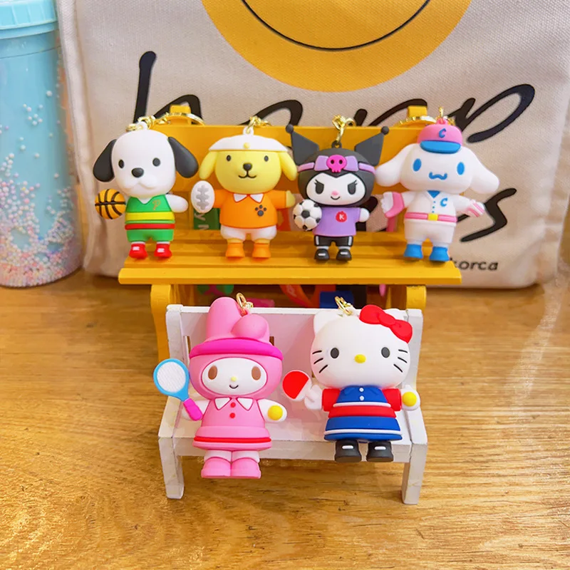 2024 New 6 colors Cute Cartoon Anime figure Sanrio Bag accessories Plastic key chains for woman