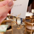Chunky Earrings Simple Curved Smooth Brass Plating 14K Gold Fashion Chunky Earrings For Women Jewelry