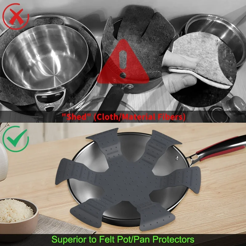 Adjustable Pot and Pan Protectors,Silicone Cookware Protector Pad,Stacking Pan Protector Silicone cookware pan protectors