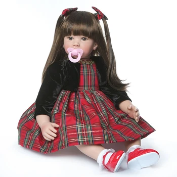 bigs 60cm 6-9Month size Reborn toddler girl doll Baby Doll Toys reborn with Long hair Realistic Baby Dolls 100% Handmade