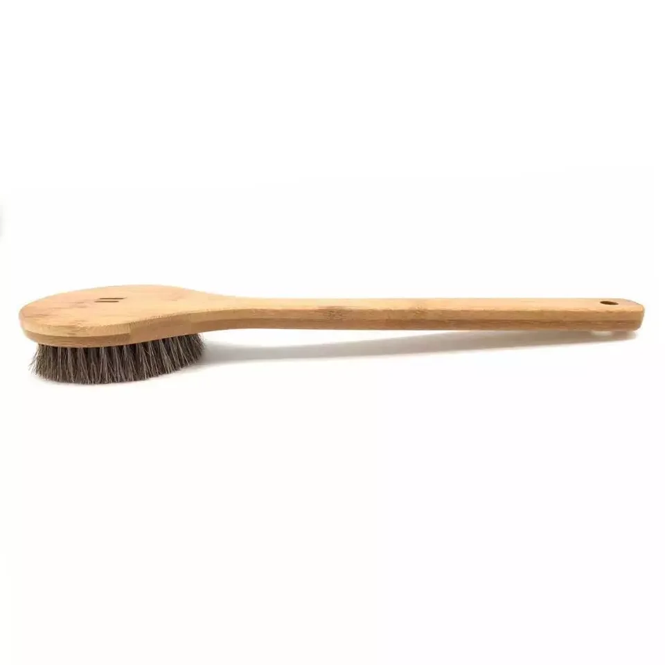 Bamboo Long Handle Body Back Brush Body Exfoliating Scrubber Shower Brushes Soft Horse Hair Bristles