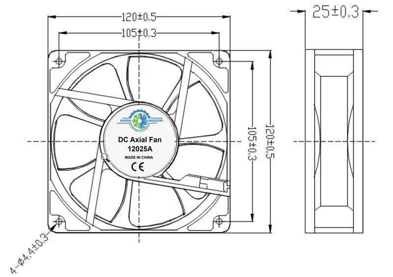 Air Cooling Fan, 120mm, Axial, 12V - detail 6