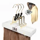 Wooden custom logo bag hair extension hanger
