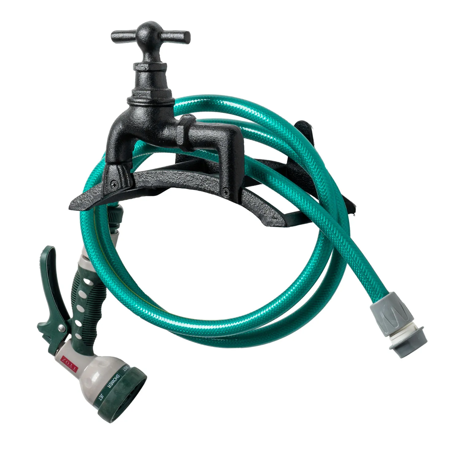 MyGift Vintage Black Cast Iron Wall Mounted Garden Hose Rack Long-Time Favorite Gardening Essential Tool Holder S07558f0842e74297af9dfa255e2ca86a7