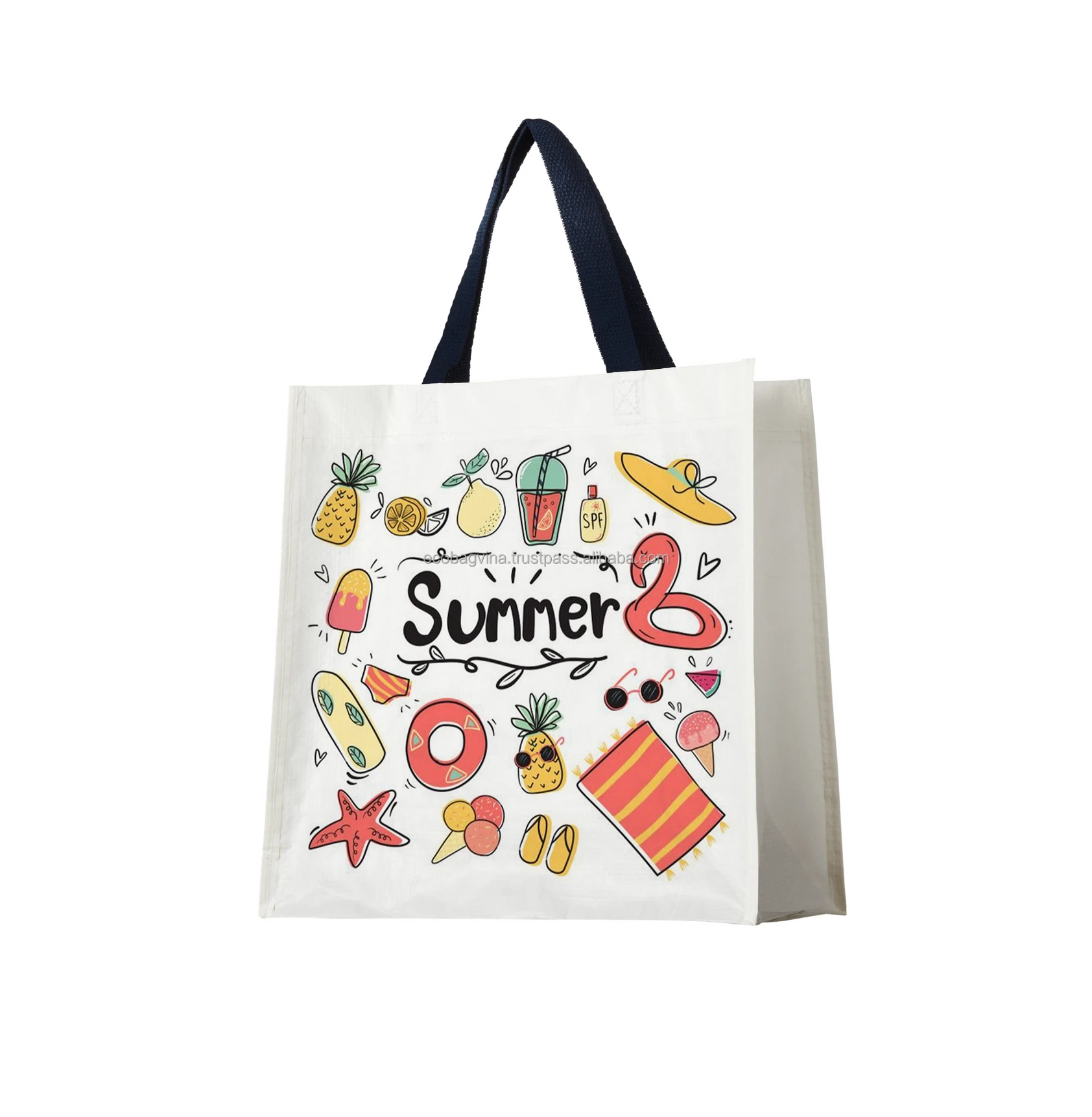 Custom Printed Eco Friendly Material Pp Woven Fabric Shopping Bag With