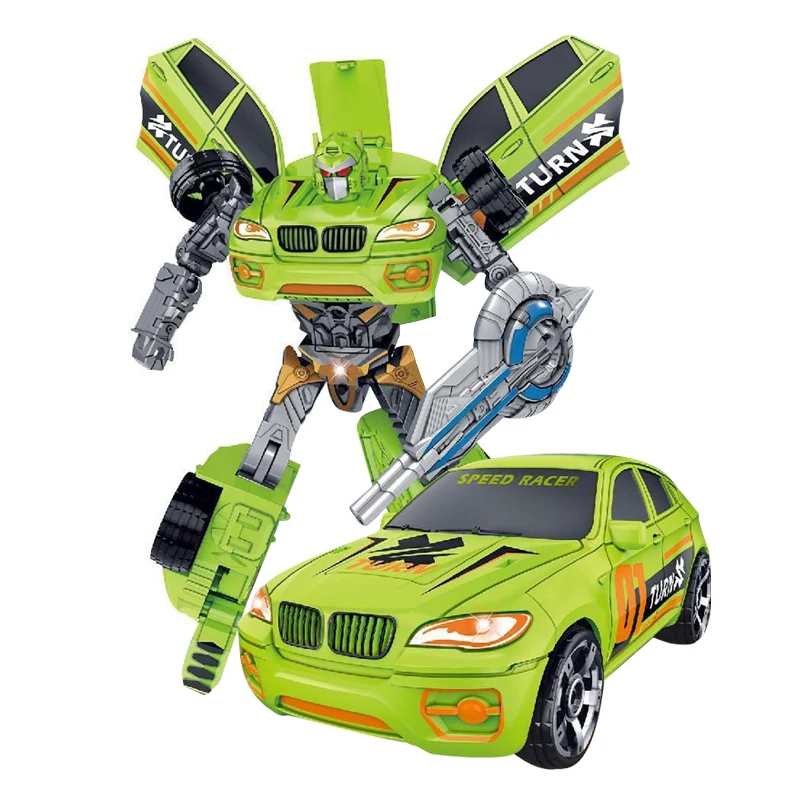 Hot selling mini plastic deformation robot car for kids with light sound