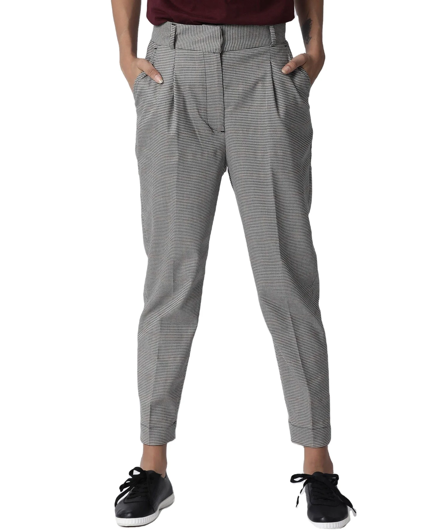 Fashion Trousers Linen Pants Taifun Linen Pants check pattern casual look 