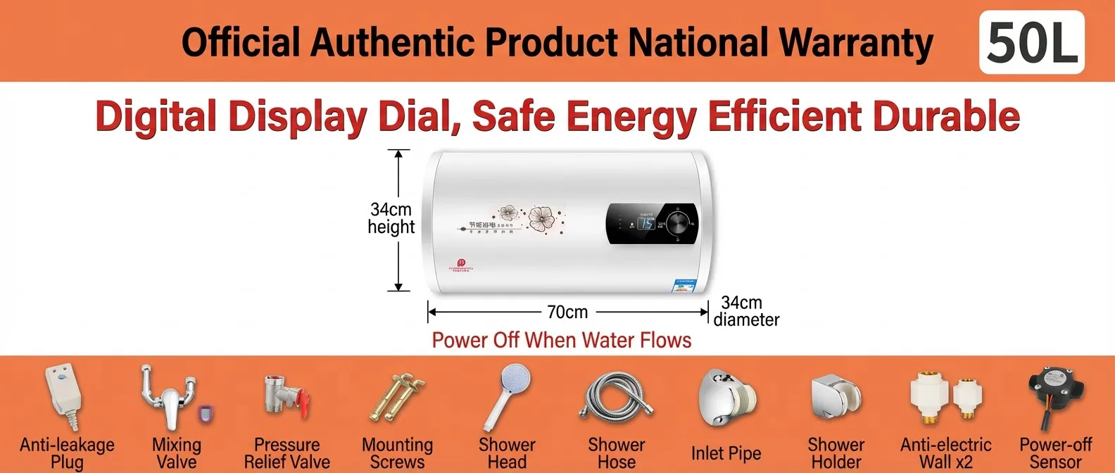 Electric Water Heater, 40L, 2000W - detail 10
