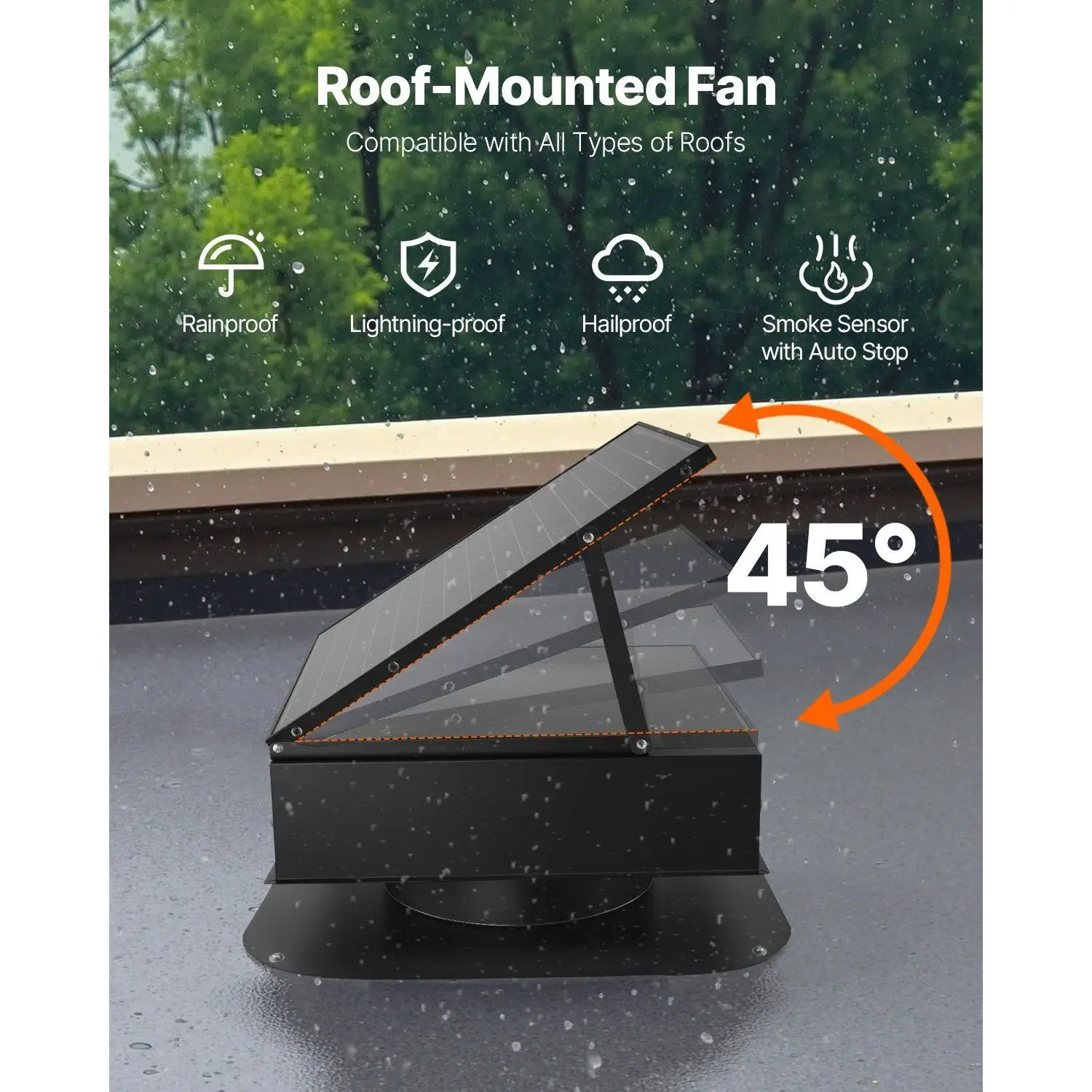 Solar Roof Exhaust Fan, D0100X3082P, 35W, 2400, CFM - detail 12