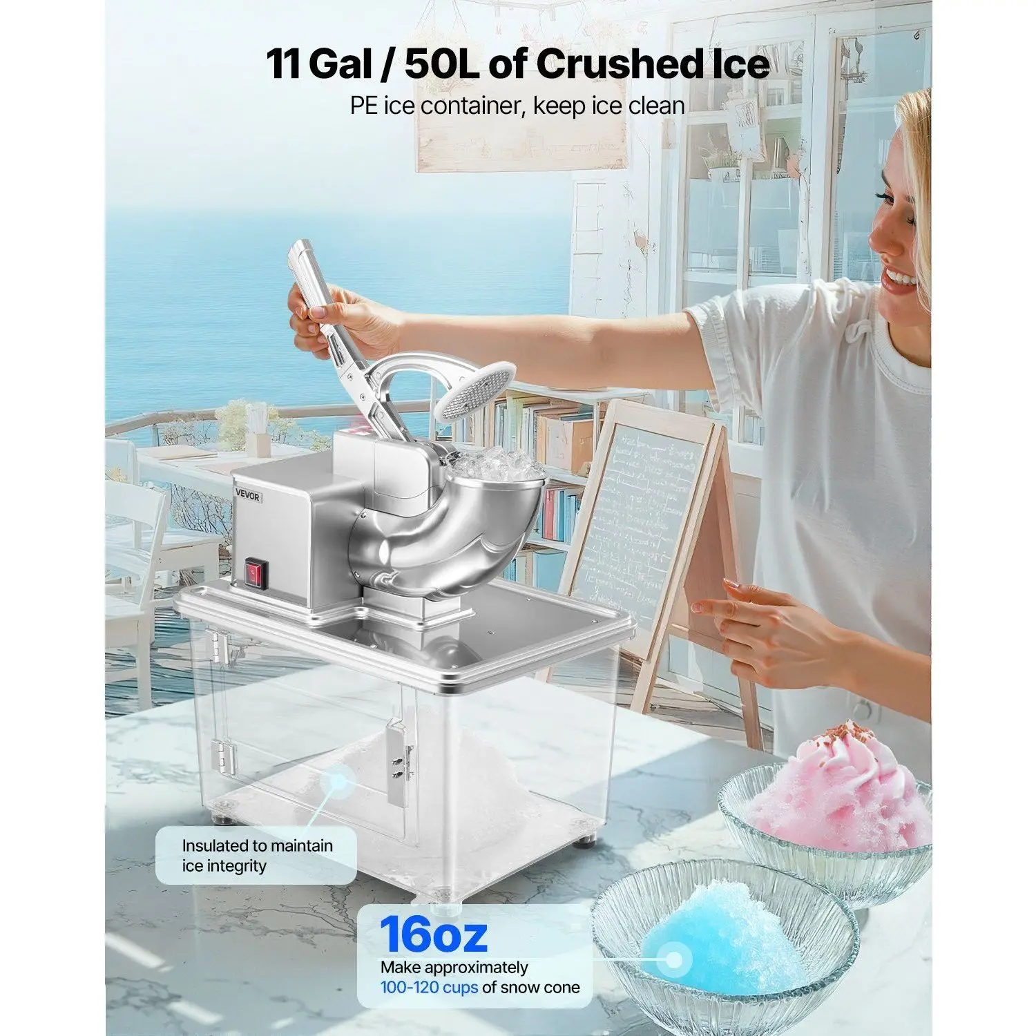 Ice Machine, 661LBS/H, 350W, Stainless, Steel - detail 6