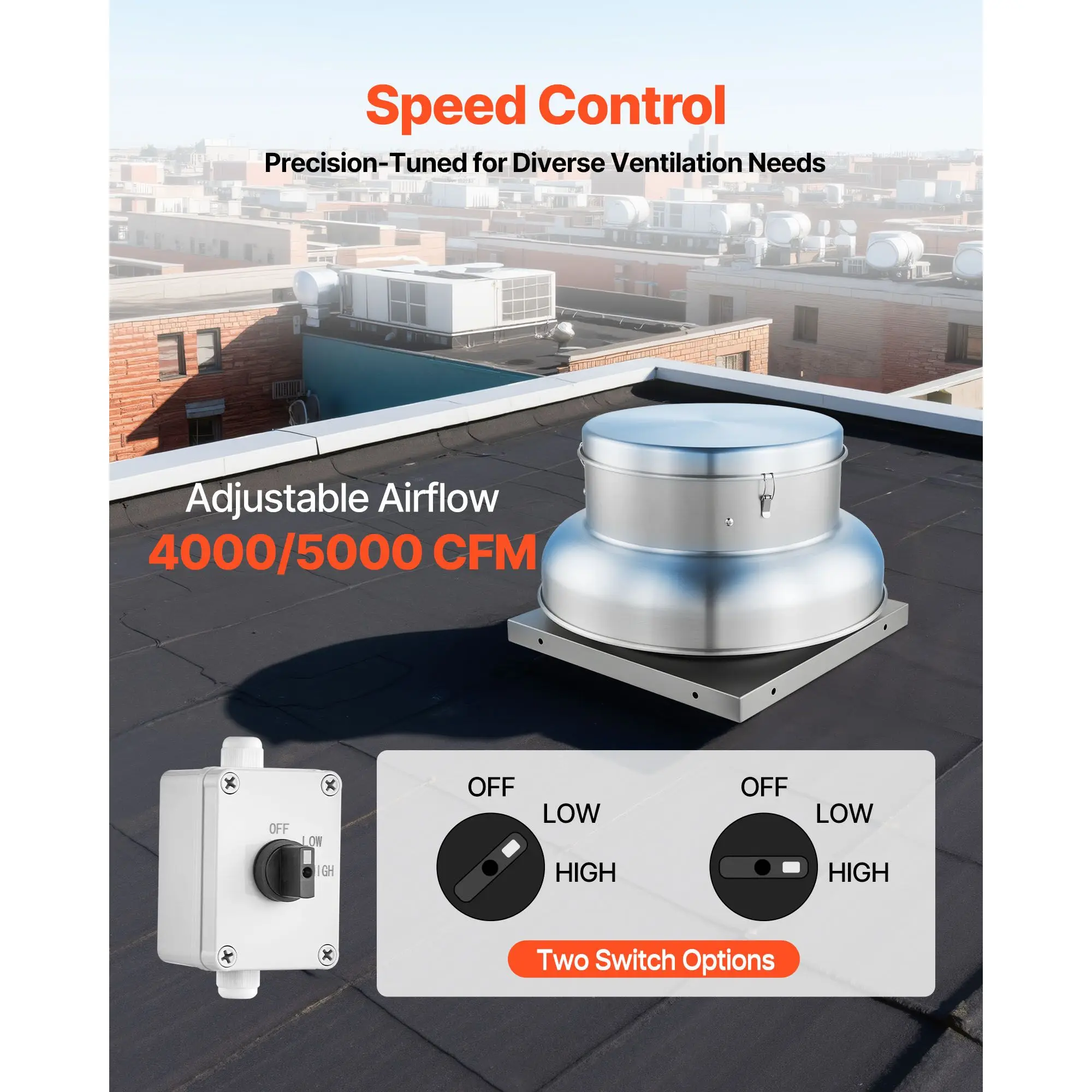 Alloy Roof Exhaust Fan, 24.8inch, Aluminum, 220v - detail 8