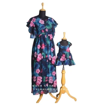 Customized Summer Georgette Print Mother And Daughter Twinning Clothing Stylish Flavor And Perspective Style All Your Ceremonial