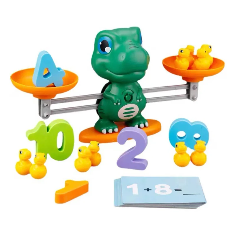 EPT Hot selling educational toy pallet balance with tumblers dinosaur number learning game toy digital weight pallet balance