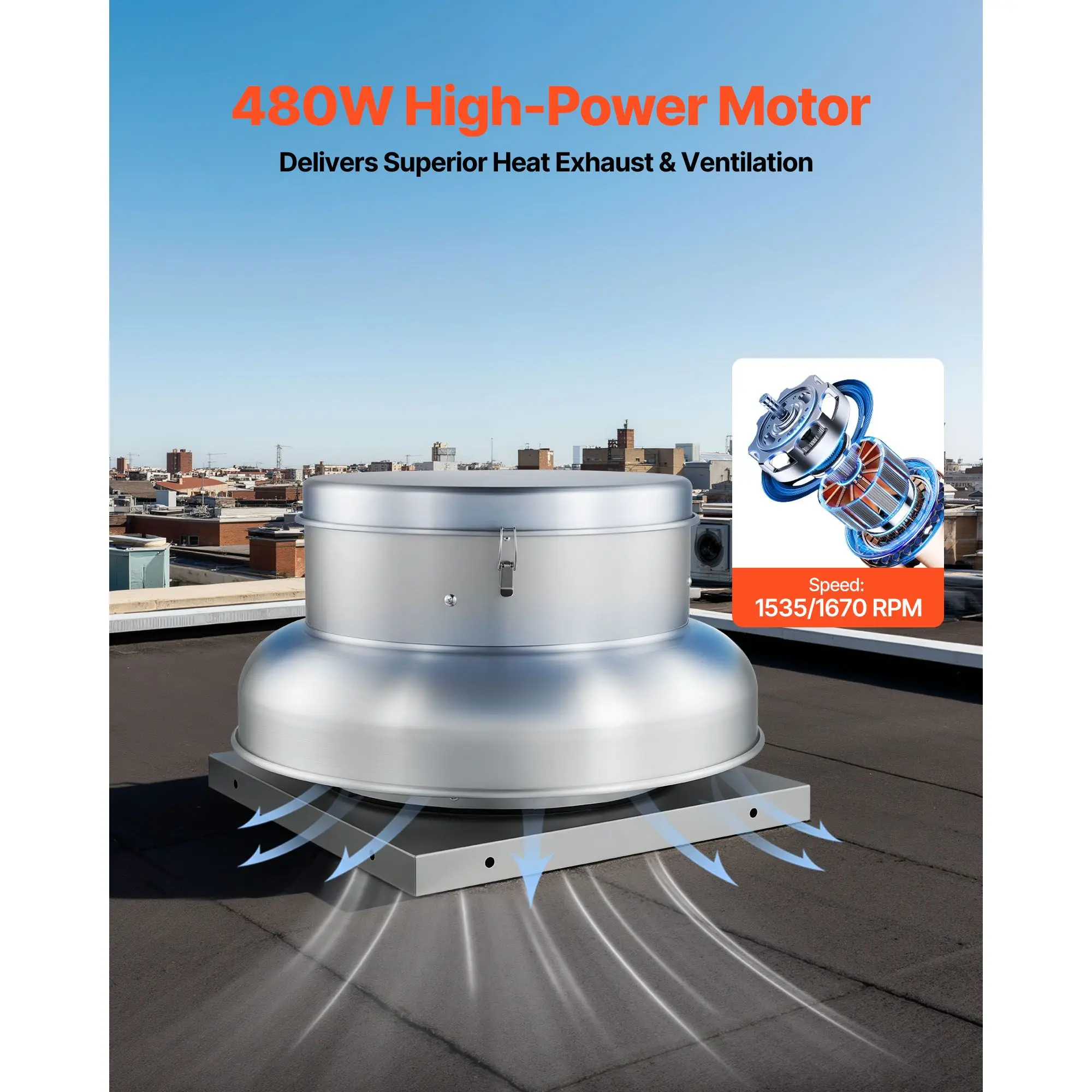 Alloy Roof Exhaust Fan, 24.8inch, Aluminum, 220v - detail 4