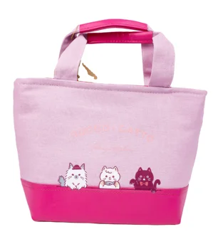 Newest Fashion Insulated Bag Promotional Custom Three Dimensional Trapezoid High Quality Lunch Bag Food Bag Dusty Rose