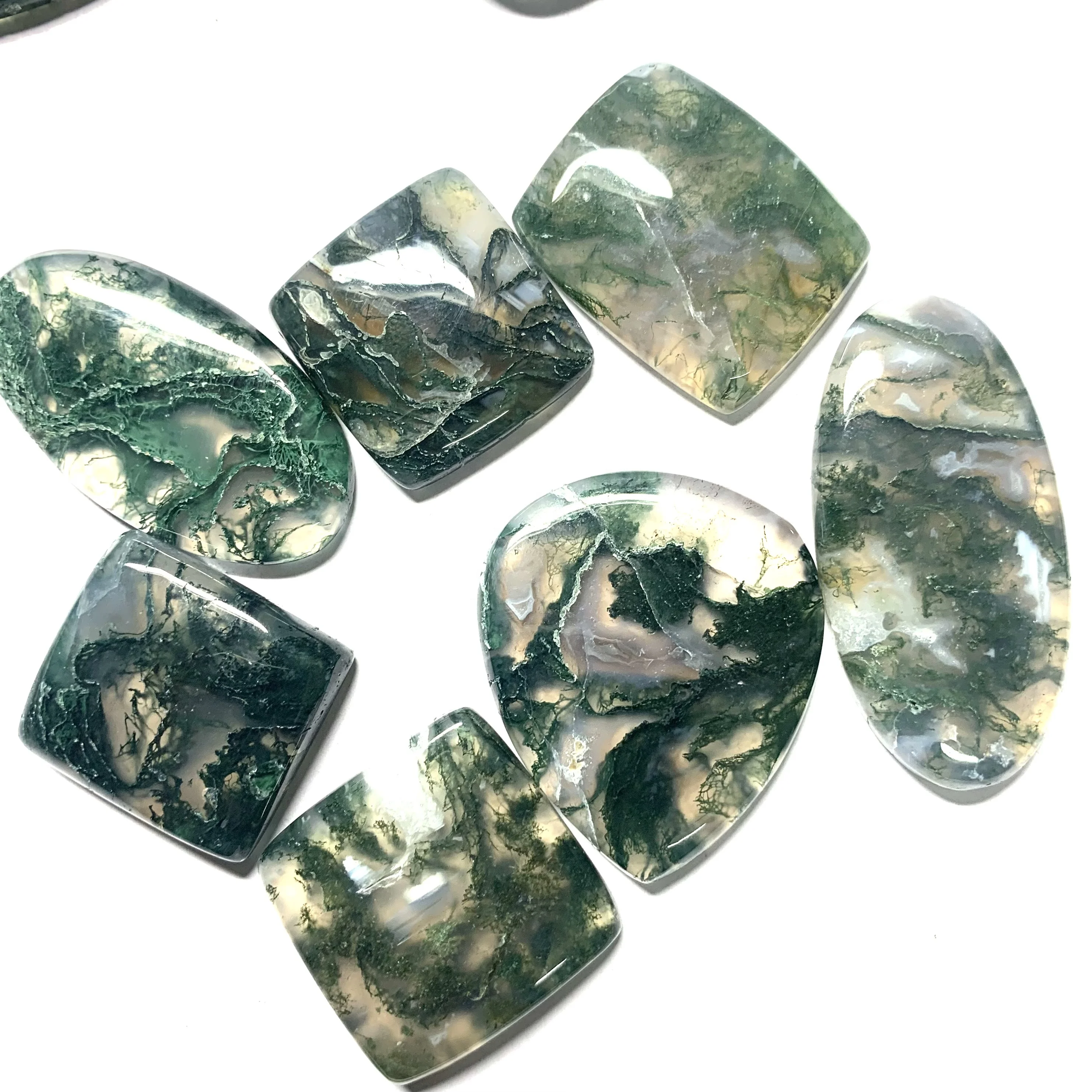 100% Natural Translucent Green Moss Agate Mix Cabochon Loose Gemstone ~Wholesale 