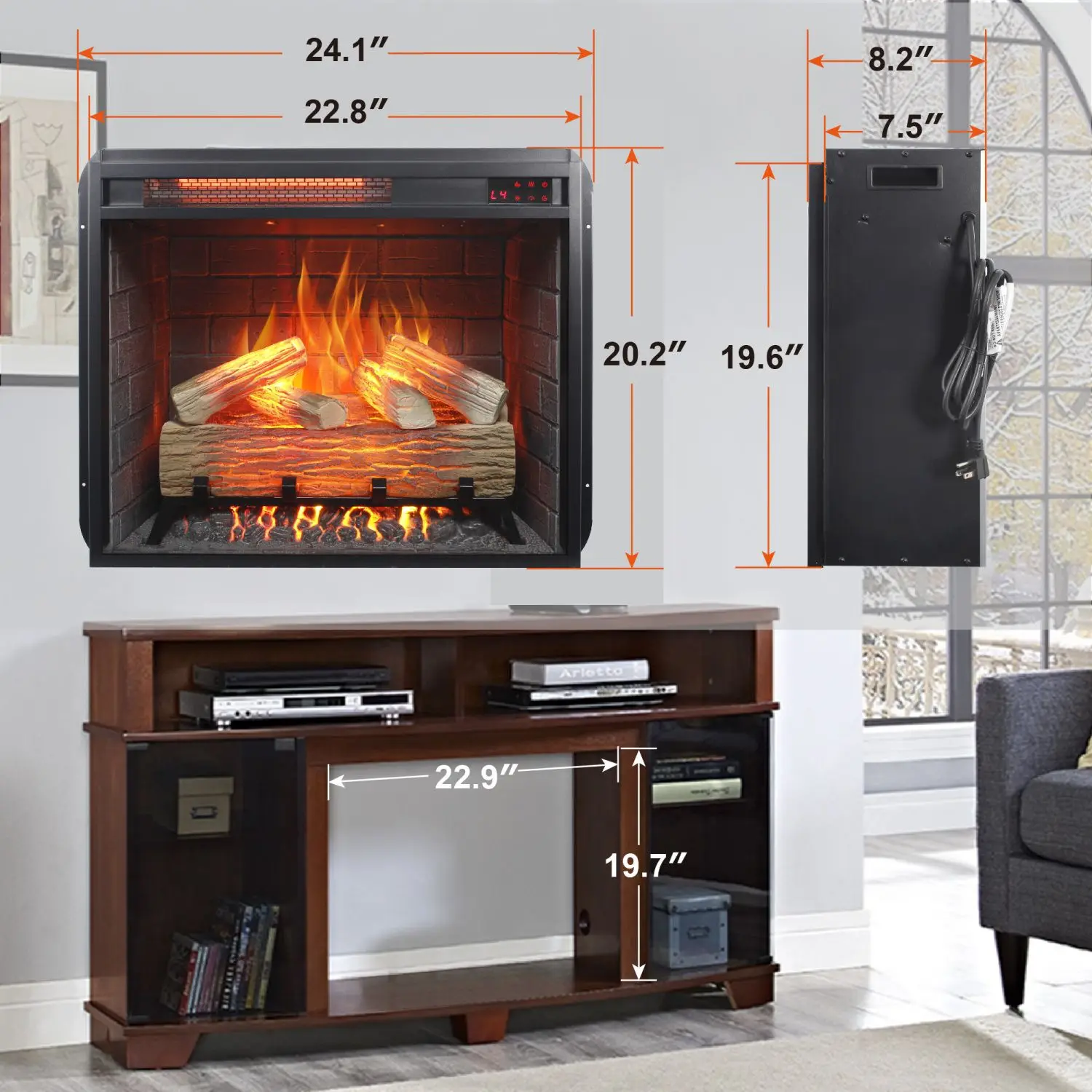 Electric Fireplace, D0100X327MT - detail 4