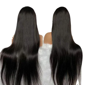 Natural Black Double Drawn Human Wigs 10-40inches Straight Lace Front Wigs for Black Women