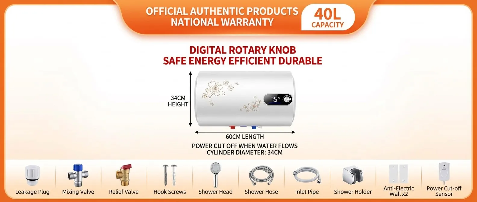 Electric Water Heater, 40L, 2000W - detail 14