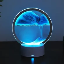 Art Table Lamp Usb Led Craft Quicksand 3D Natural Landscape Flowing Sand Dimmable Moving Hourglass Night Light