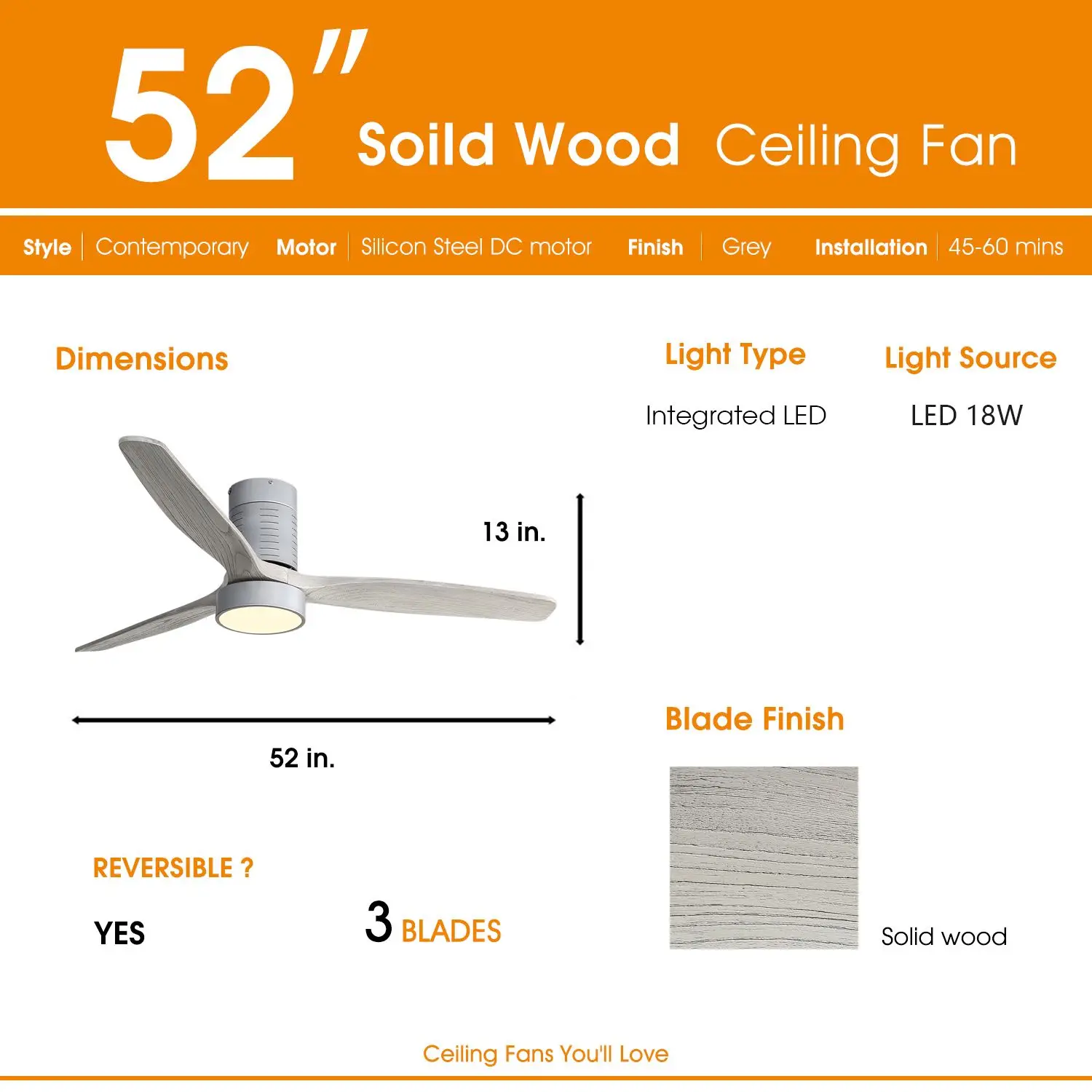 Ceiling Fan, LED, 52-Inch - detail 12