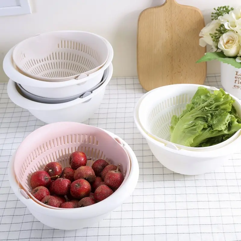 Kitchen Fruit Tray Removable Double Layer Fruit And Vegetable Basin