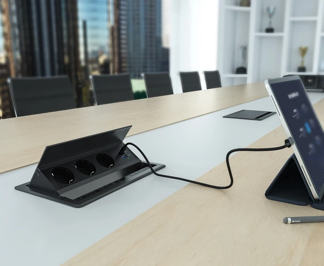 Conference Fast Charging USB Desk Outlet Multi-function Hidden Universal Desktop Power Strip Pop Up Table Mount Socket Outlet