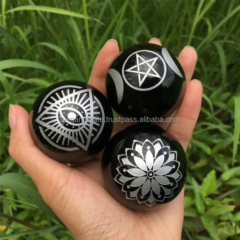 Natural Black Obsidian Sphere Mix Totem Ball Wholesale Obsidian Gem