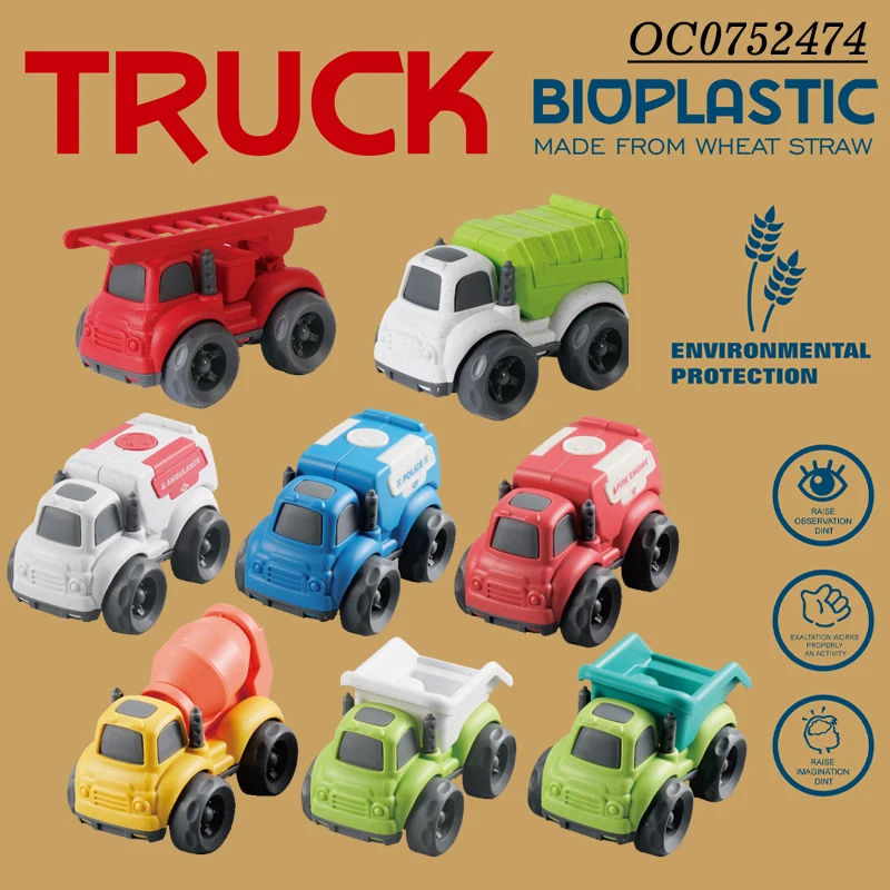 8pcs Eco-friendly materials small freewheel super truck cars toys for toddlers