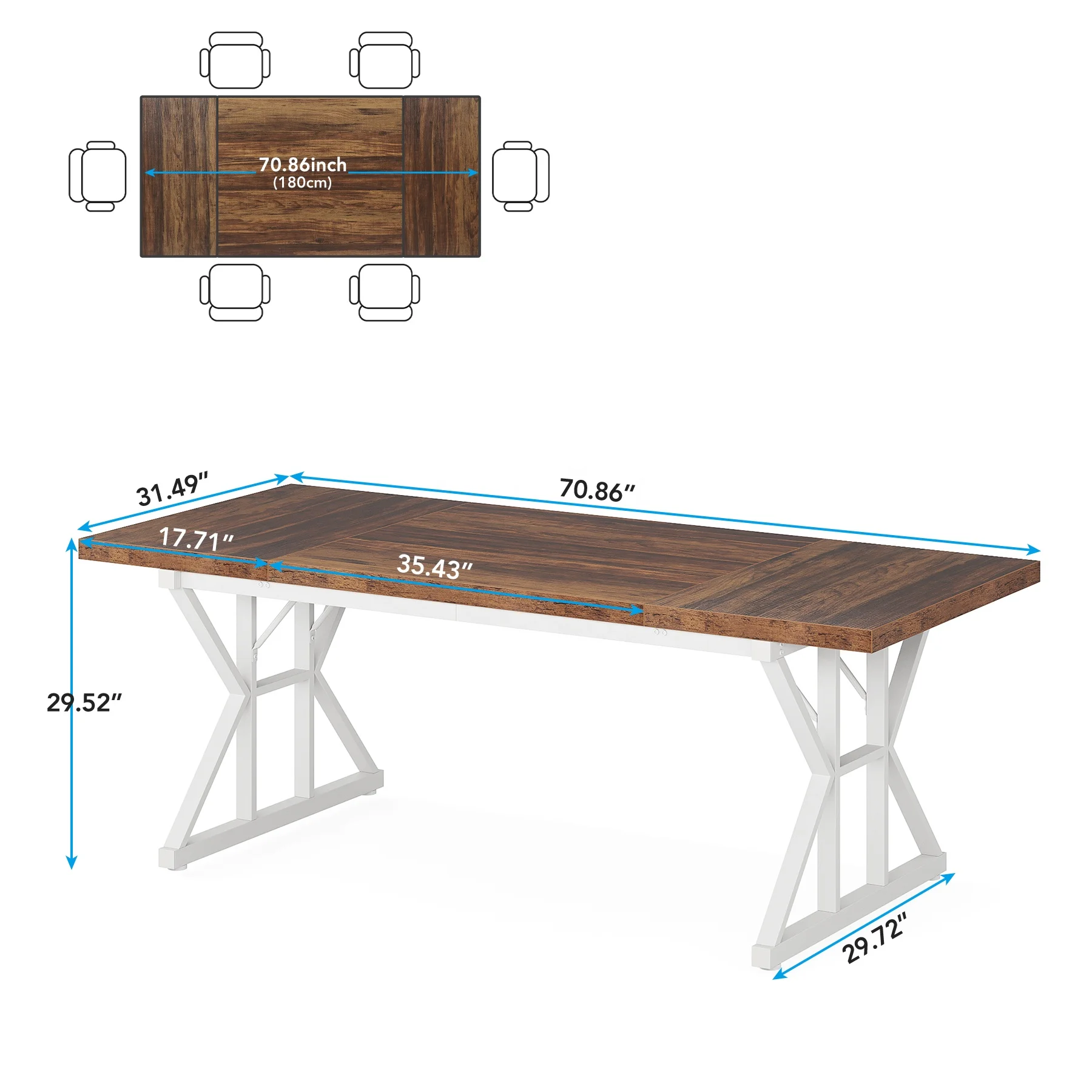 Tribesigns Rectangular Wood Dining Table Rustic Kitchen Table with Heavy Duty Metal Legs Farmhouse Restaurant Dining Table for 8