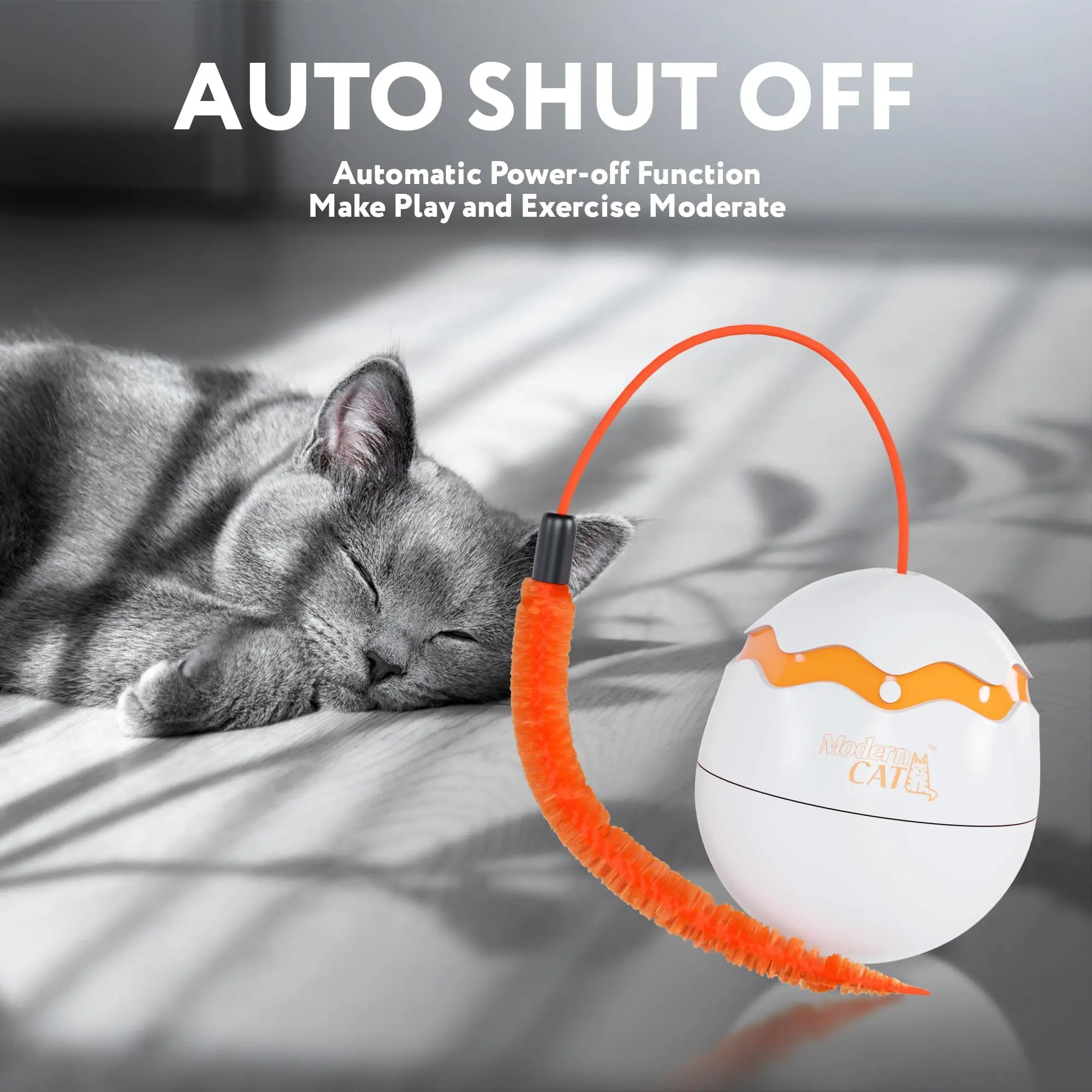 White 360-Degree Rotation Automatic Shut-Off Spinner Cat Toy Sturdy ABS Plastic Interactive Movement Toy for Indoor Cats Kittens