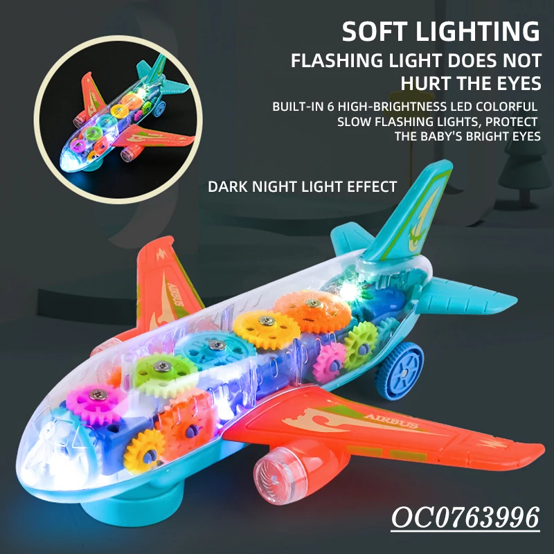 Baby B/O colorful diy electric gear plane airplane light sound toy for kids