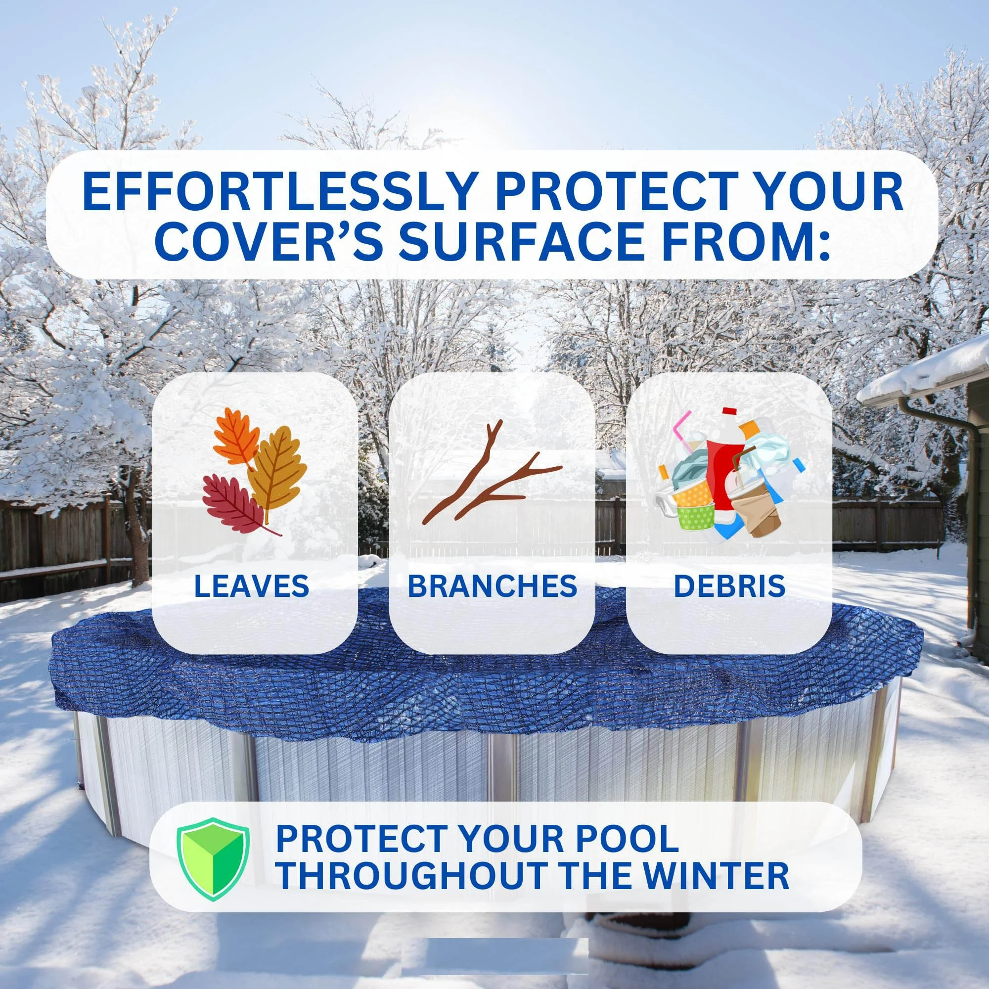 Heavy Duty Leaf Net for Swimming Pool - Debris & Leaf Protection Mesh Pool Lightweight & Durable for Inground/Above Ground Pool details