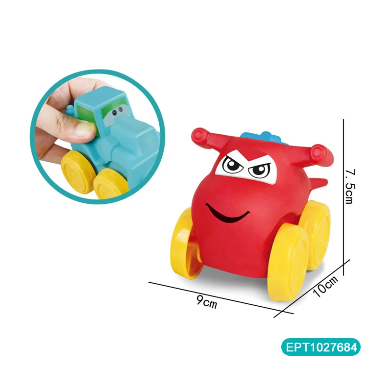 EPT New Hot-Selling Children Cartoon Cute Engineering Vehicle Soft Rubber Sliding Car Toy For Kids