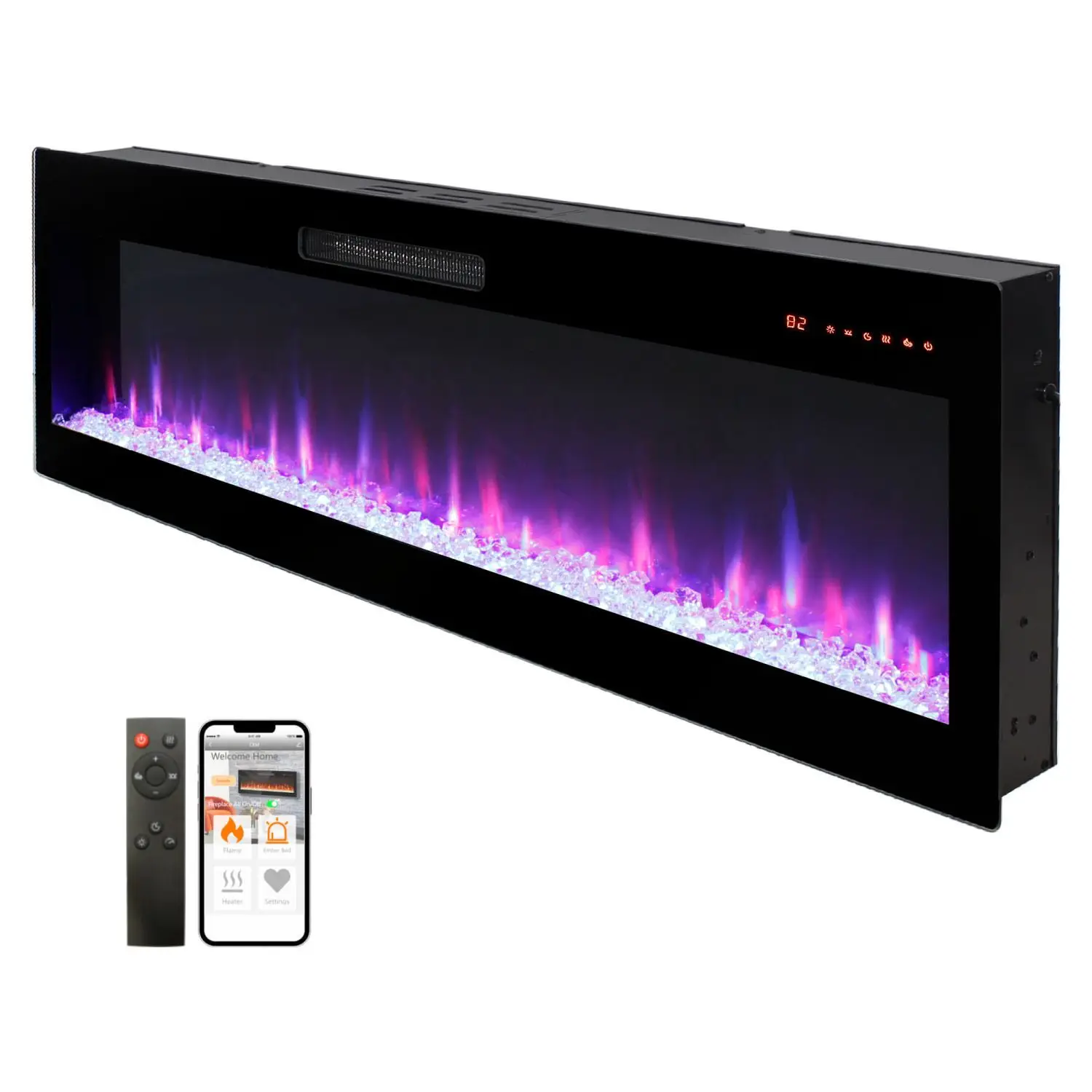 Electric Fireplace, Wall, Glass, Wall-mounted - detail 2