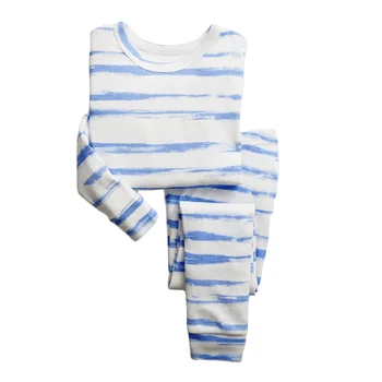 Toddler girl kids striped pattern printed Long pajama set Kids sleepwear 100% cotton knitted soft comfortable sleepwear clothes